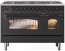 ILVE UP488NMPMGBLP Nostalgie II 48 inch Dual Fuel Liquid Propane Range Burnished Trim Bundle Including EN48B82211 Burnished Knobs and Handles (Limited Edition)