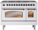 ILVE UP488NMPWHB Nostalgie II 48 inch Dual Fuel Range Burnished Trim Bundle Including EN48B82211 Burnished Knobs and Handles (Limited Edition)