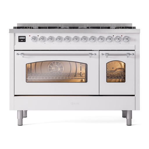 [UP488NMPWHC] ILVE UP488NMPWHC Nostalgie II 48 inch Dual Fuel Range Chrome Trim Bundle Including Chrome Knobs and Handles (Limited Edition)