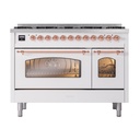 ILVE UP488NMPWHPLP Nostalgie II 48 inch Dual Fuel Liquid Propane Range Copper Trim Bundle Including EN48P82211 Copper Knobs and Handles (Limited Edition)