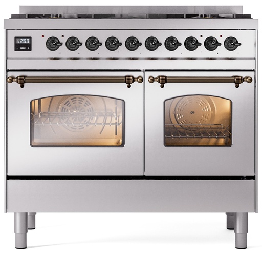 [UPD406NMPSSB] ILVE UPD406NMPSSB Nostalgie II 40 inch Dual Fuel Range Burnished Trim Bundle Including EN40B62211 Burnished Knobs and Handles (Limited Edition)