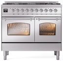 ILVE UPD406NMPSSC Nostalgie II 40 inch Dual Fuel Range Chrome Trim Bundle Including EN40C62211 Chrome Knobs and Handles (Limited Edition)