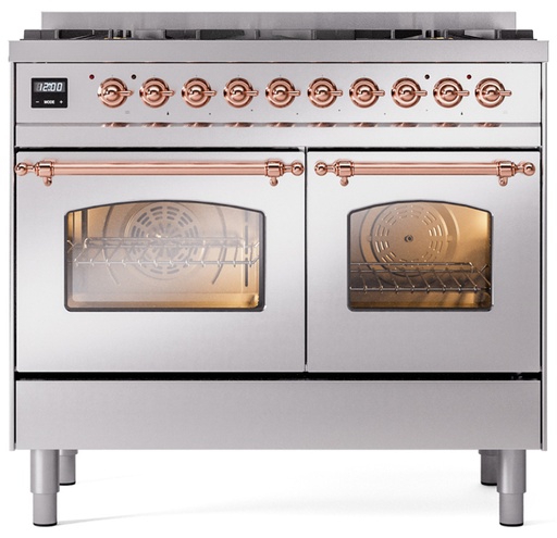 [UPD406NMPSSP] ILVE UPD406NMPSSP Nostalgie II 40 inch Dual Fuel Range Copper Trim Bundle Including EN40P62211 Copper Knobs and Handles (Limited Edition)