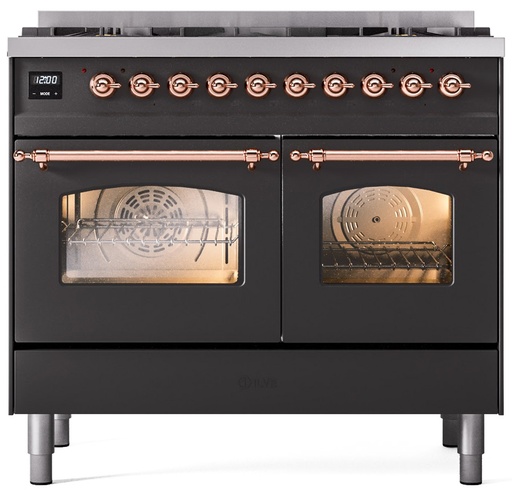 [UPD406NMPMGP] ILVE UPD406NMPMGP Nostalgie II 40 inch Dual Fuel Range Copper Trim Bundle Including EN40P62211 Copper Knobs and Handles (Limited Edition)