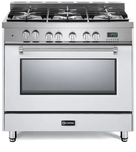 Verona VPFSGE365W 36 inch Prestige Freestanding Dual Fuel Range with 5 Sealed Burners, 4 cu. ft. Oven Capacity, European Convection in White