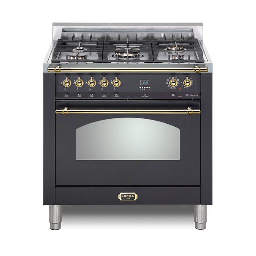 Lofra G500 36 inch Dolcevita Series Freestanding Dual Fuel Range with 5 Sealed Brass Burners, 3 cu. ft. Oven Capacity and True European Convection